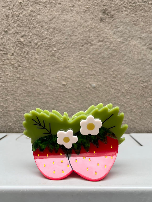 Strawberries + Flowers Hair Claw