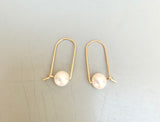 Short Bar Pearl Hoop Earrings