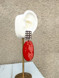 The Red + White Triangle Enamel Earrings