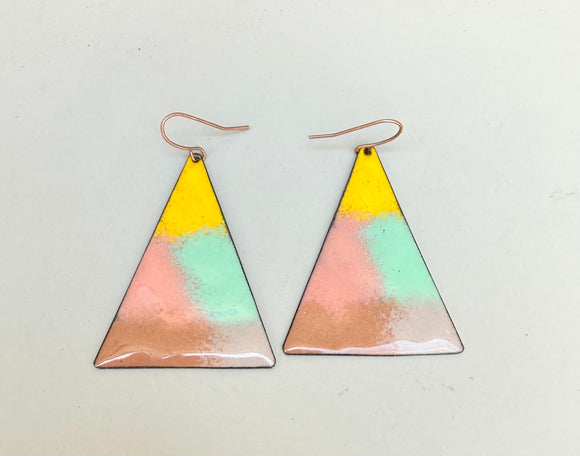 Colorful Enamel Triangle Earrings