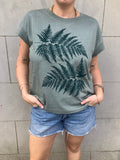 Fern Leaves Loose Fit Tee (green)