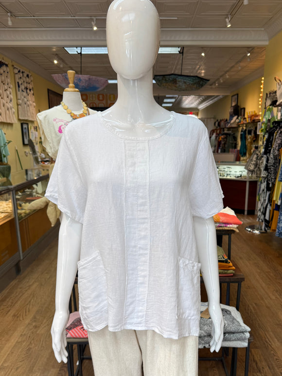 Linen Short Sleeve Center Seam Shirt (color options)