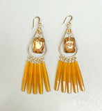 The Vintage Amber Acrylic + Topaz Crystal Earrings