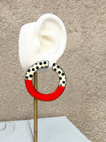 Red Circle Enamel Earrings