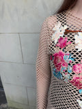 Embroidered Fishnet Blouse