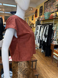 Rust Faux Suede Blouse
