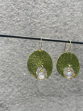 Hammered Moon + Rutilated Quartz Earrings