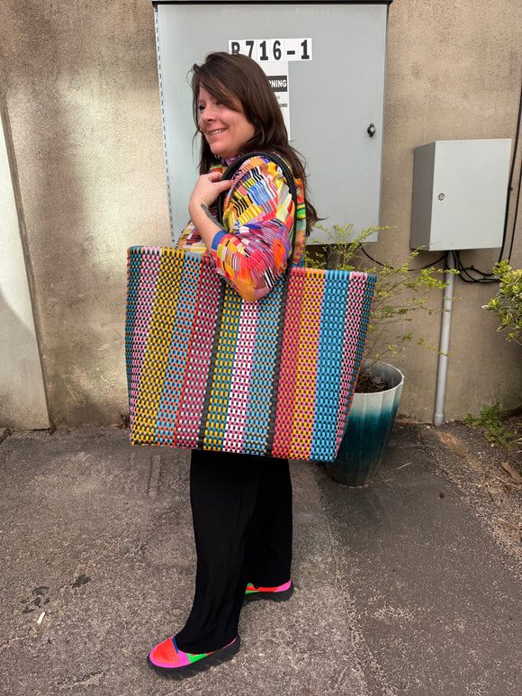 Extra Large Upcycled Plastic Woven Tote