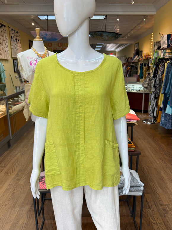 Linen Short Sleeve Center Seam Shirt (color options)