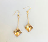 Swarovski Topaz Crystals + Gold Chain Earrings