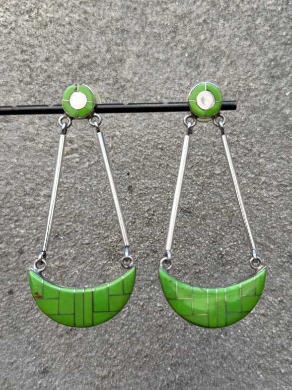 Vintage Green Apple Turquoise Earrings