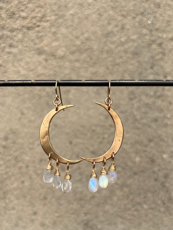 Crescent Moonstone Earrings