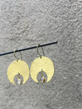 Hammered Moon + Rutilated Quartz Earrings