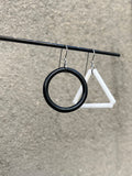 Mismatched Triangle + Circle Glass Earrings