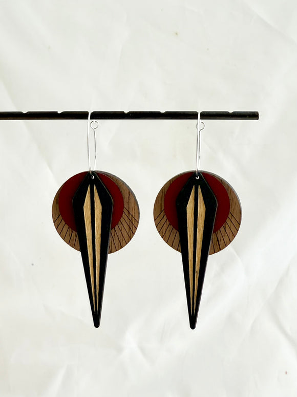 Naja Walnut 3-Layer Earrings (color options)