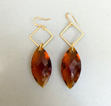 Vintage Topaz Marquise Crystal Earrings