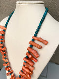 Vintage Navajo Chunky Coral + Turquoise Necklace
