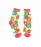 Flamingo Floral Sheer Socks
