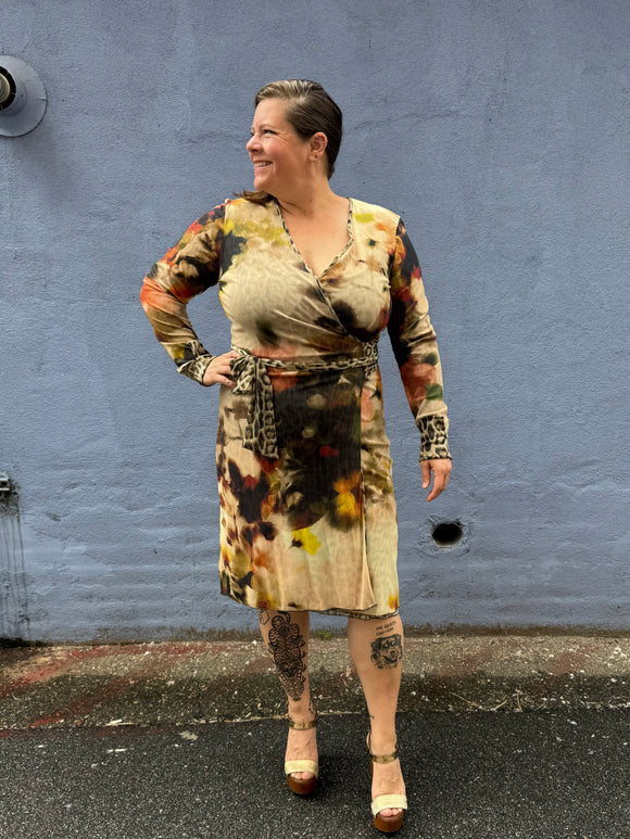 Reversible Print Wrap Dress
