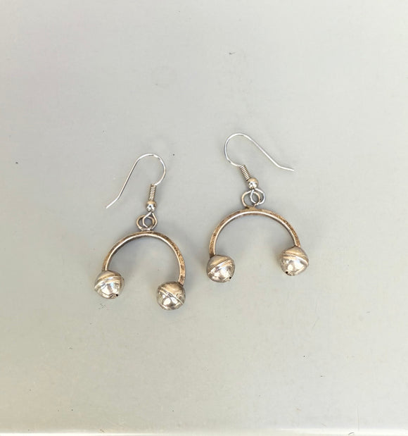 Vintage Silver Curved Bar Earrings