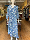 The Calypso Garden Dress (blue +white floral)