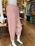 Linen Pinstripe Barrel Pants (color options)