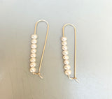 Long Bar Pearl Hoop Earrings