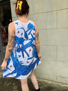 Blue Menagerie Art Dress (white)