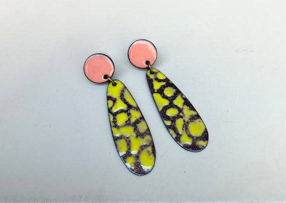The Mauve + Chartreuse Enamel Earrings