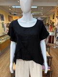 Linen Wide Neck Frayed Lines Top (color options)