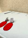 The Red + White Triangle Enamel Earrings