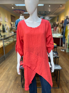 Linen Slant Hem Top (color options)