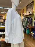 Linen Stitch Trim Asymmetrical Top (color options)