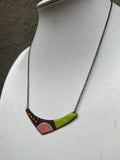 Mixed Color Boomerang Reversible Enamel Necklace