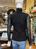 Black Nylon L/S Top with Turtleneck