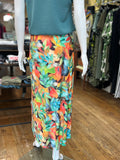 Bright Floral Faux Wrap Skirt