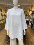 Linen Stitch Trim Asymmetrical Top (color options)