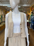 Textured Button Front Vest