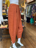 Linen Pinstripe Barrel Pants (color options)