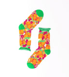 Orange Floral Sheer Socks