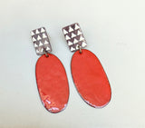 The Red + White Triangle Enamel Earrings