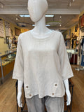 Linen Button Hem Top (color options)