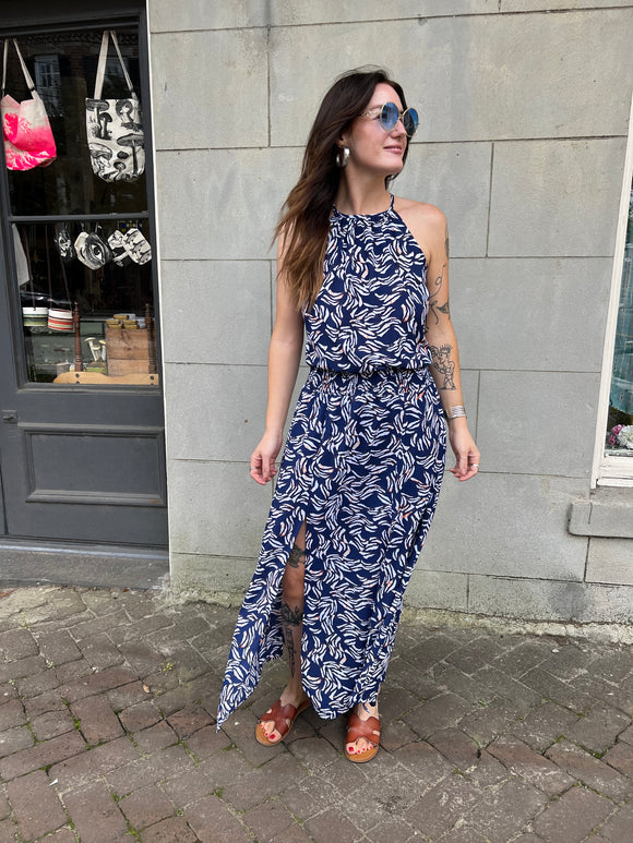 Waves Halter Maxi w/double slits