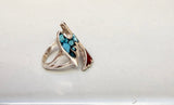 Turquoise + Coral Peyote Bird Ring