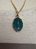 Teal Virgin Mary Necklace