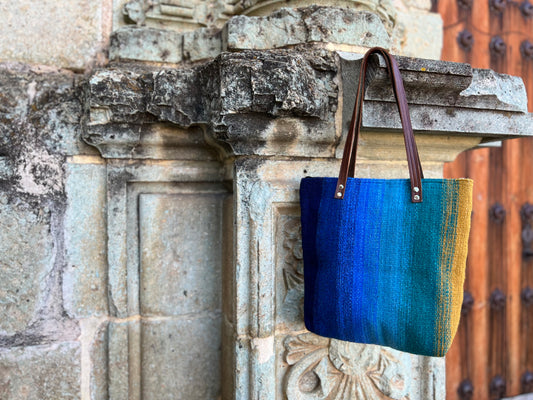 Oaxacan Ombre Handwoven Bag with Pom Pom