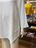 Linen Stitch Trim Asymmetrical Top (color options)