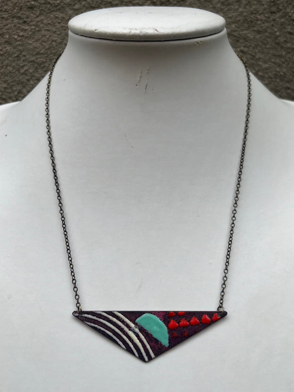 Mixed Color Triangle Reversible Enamel Necklace