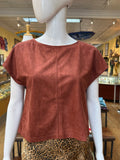 Rust Faux Suede Blouse