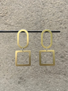 Oval + Square Earrings